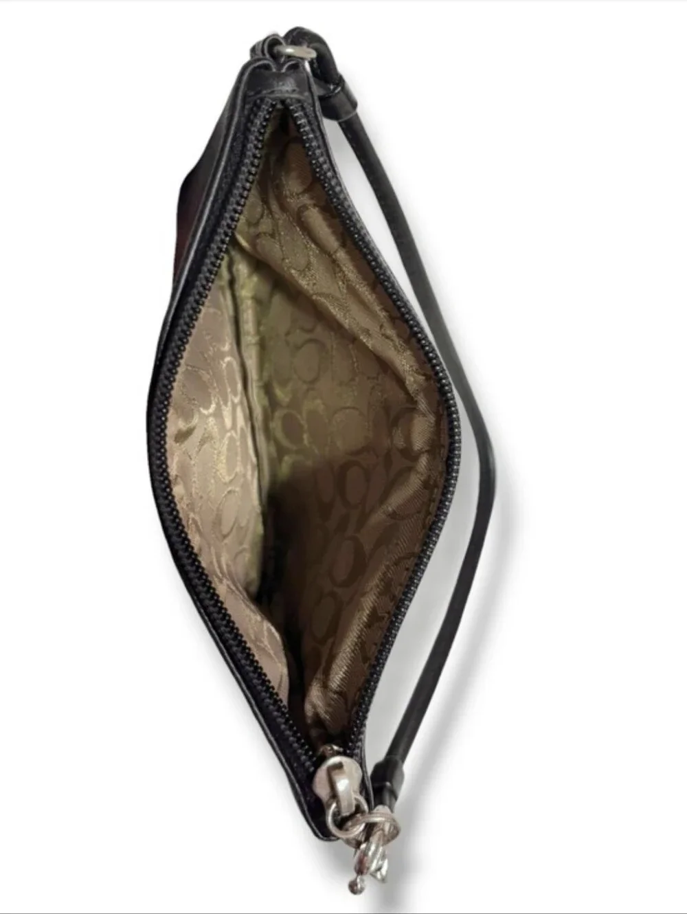 COACH Black Leather Zip Top Wristlet VINTAGE